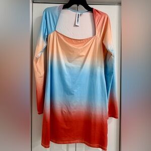 Something New Gradient Long Sleeve Mini Dress
